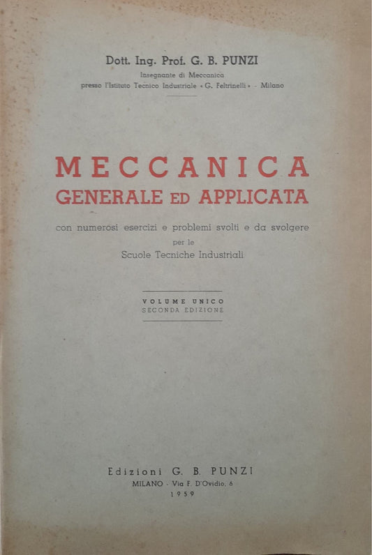 Meccanica generale ed applicata - copertina
