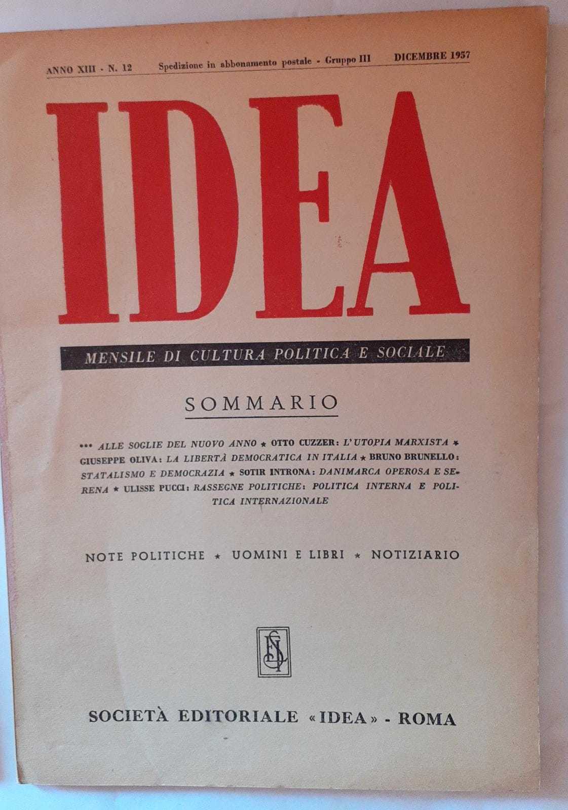 Idea. Mensile di cultura politica e sociale. Anno XIII -N.12 - copertina