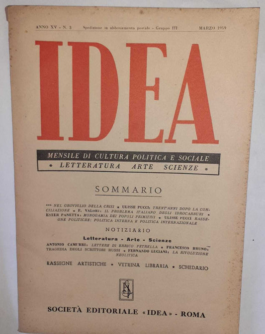 Idea. Mensile di cultura politica e sociale. Anno XV-N.5 - copertina