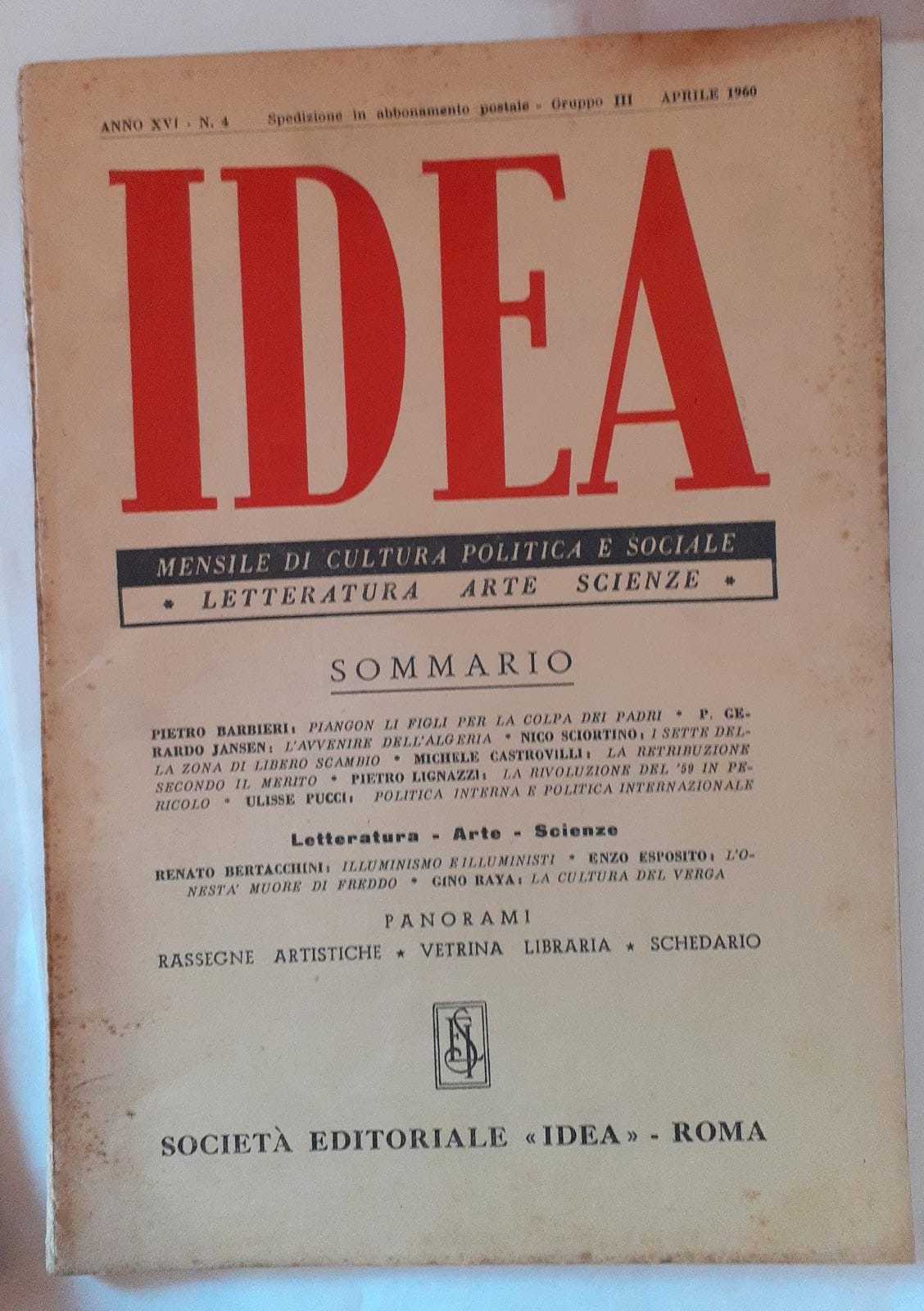 Idea. Mensile di cultura politica e sociale. Anno XVI -N.4 - copertina