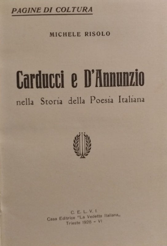 Carducci e D'annunzio nella Storia della Poesia italiana - copertina