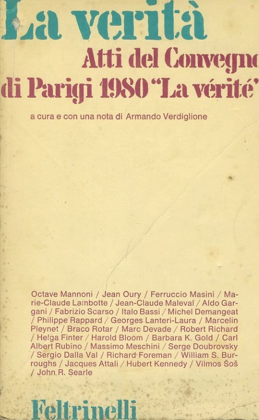 La verità. Atti del convegno di Parigi 1980 "La vérité" - copertina
