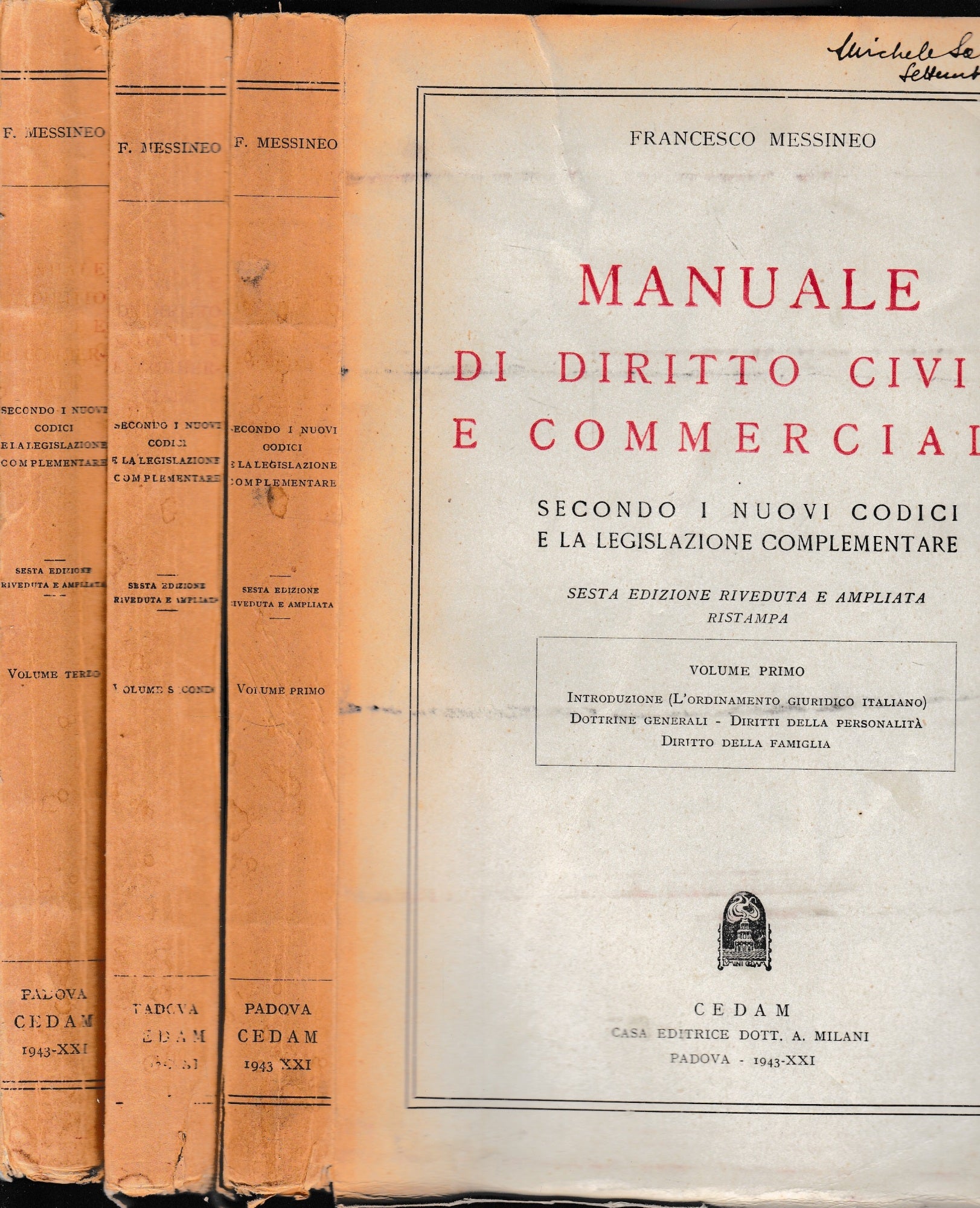 Manuale di Diritto civile e Commerciale, tre volumi. - copertina