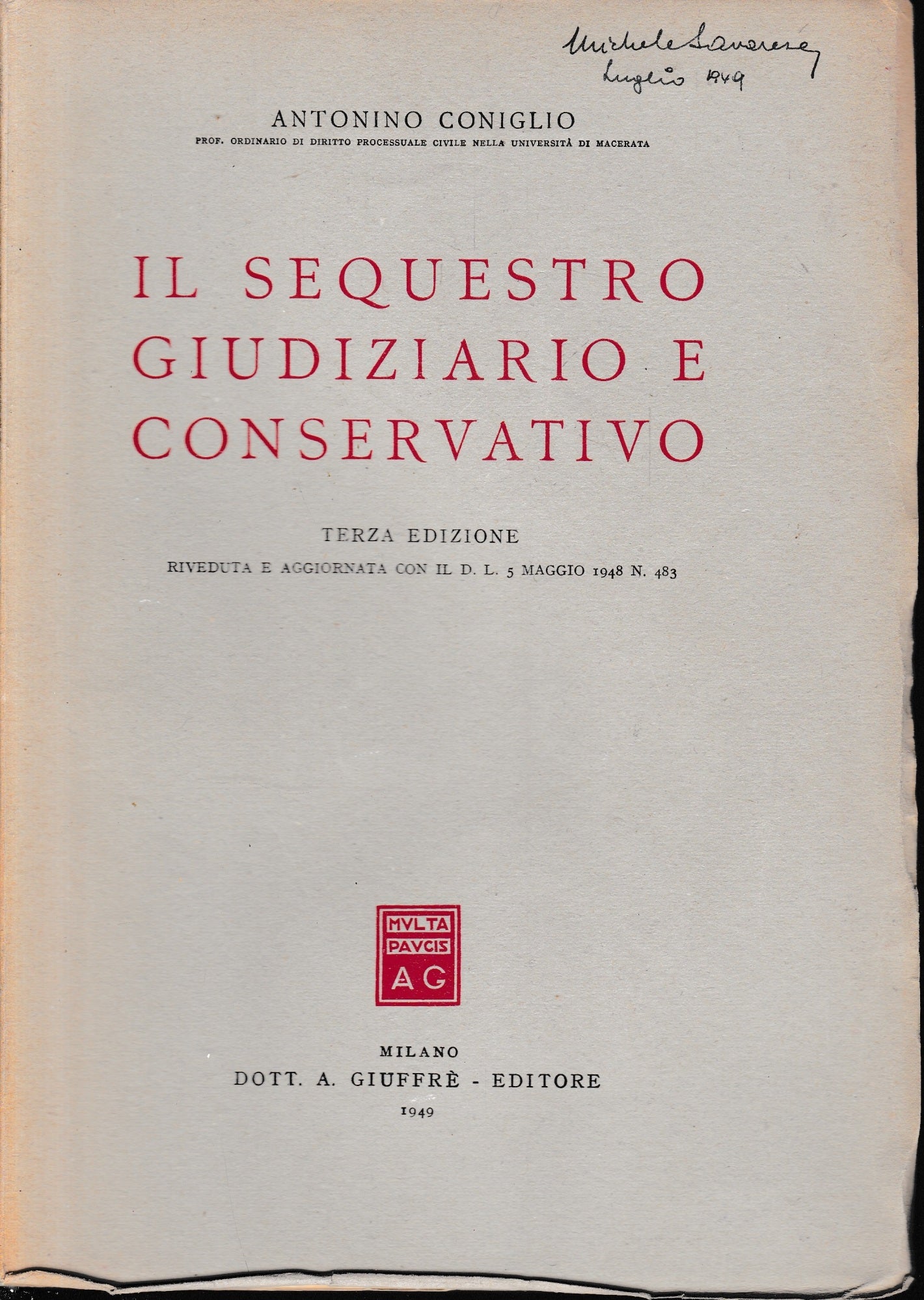 Il sequestro giudiziario e conservativo - copertina