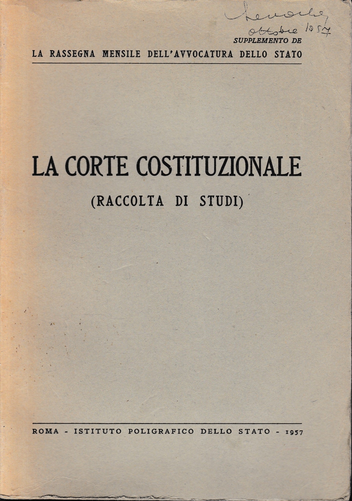 La Corte Costituzionale (raccolta di studi). Supplemento de "La rassegna mensile dell'Avvocatura dello Stato - copertina