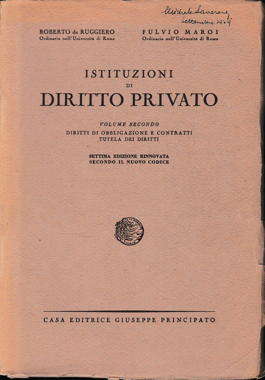 Istituzioni di Diritto Privato, vol. 2° - copertina