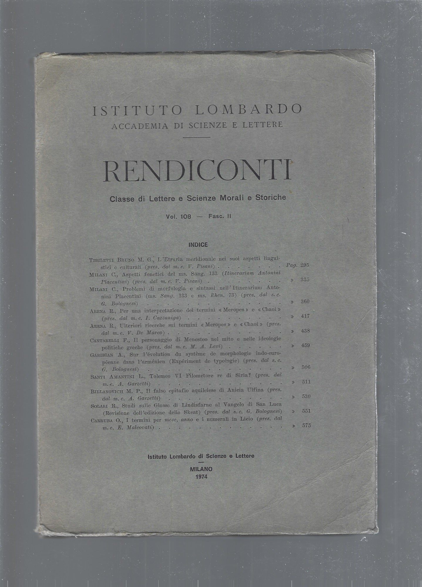 Rendiconti - copertina