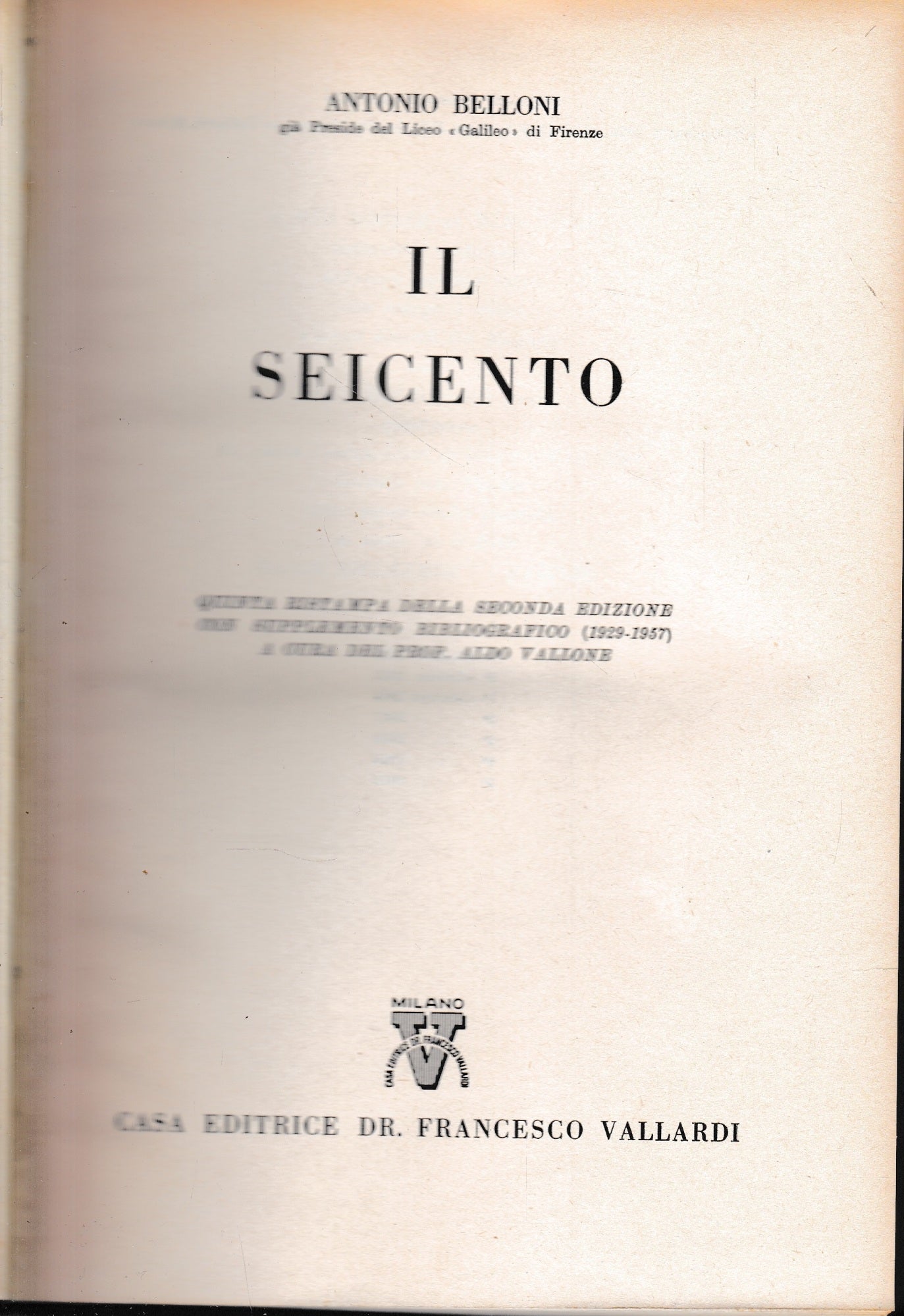 Storia letteraria d'Italia: Il Seicento - copertina