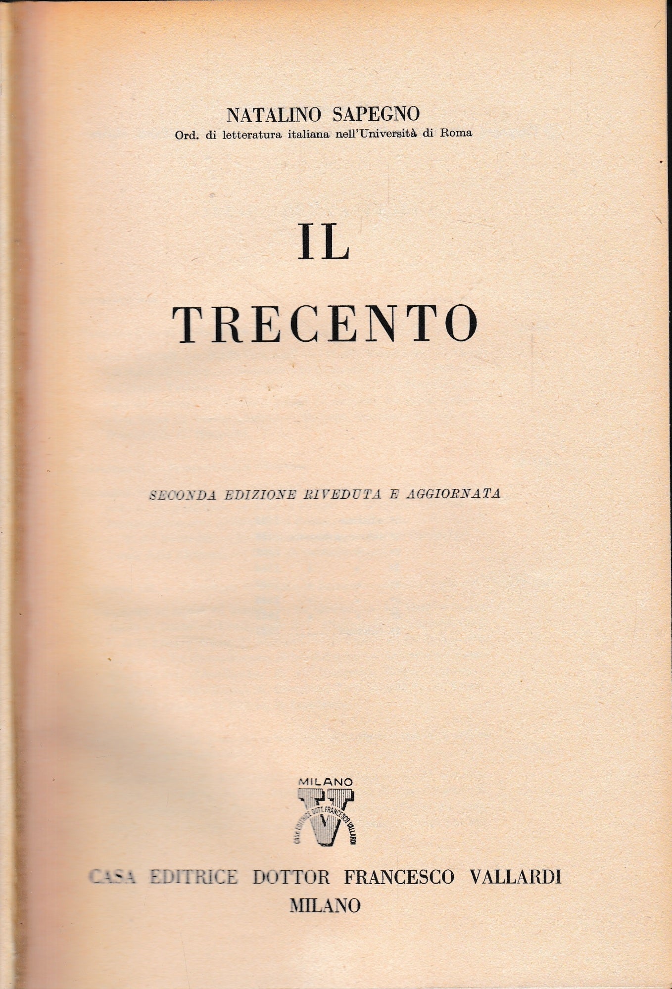 Storia Letteraria d'Italia: Il trecento - copertina