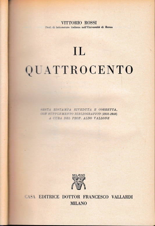 Storia Letteraria d'Italia: Il Quattrocento - copertina