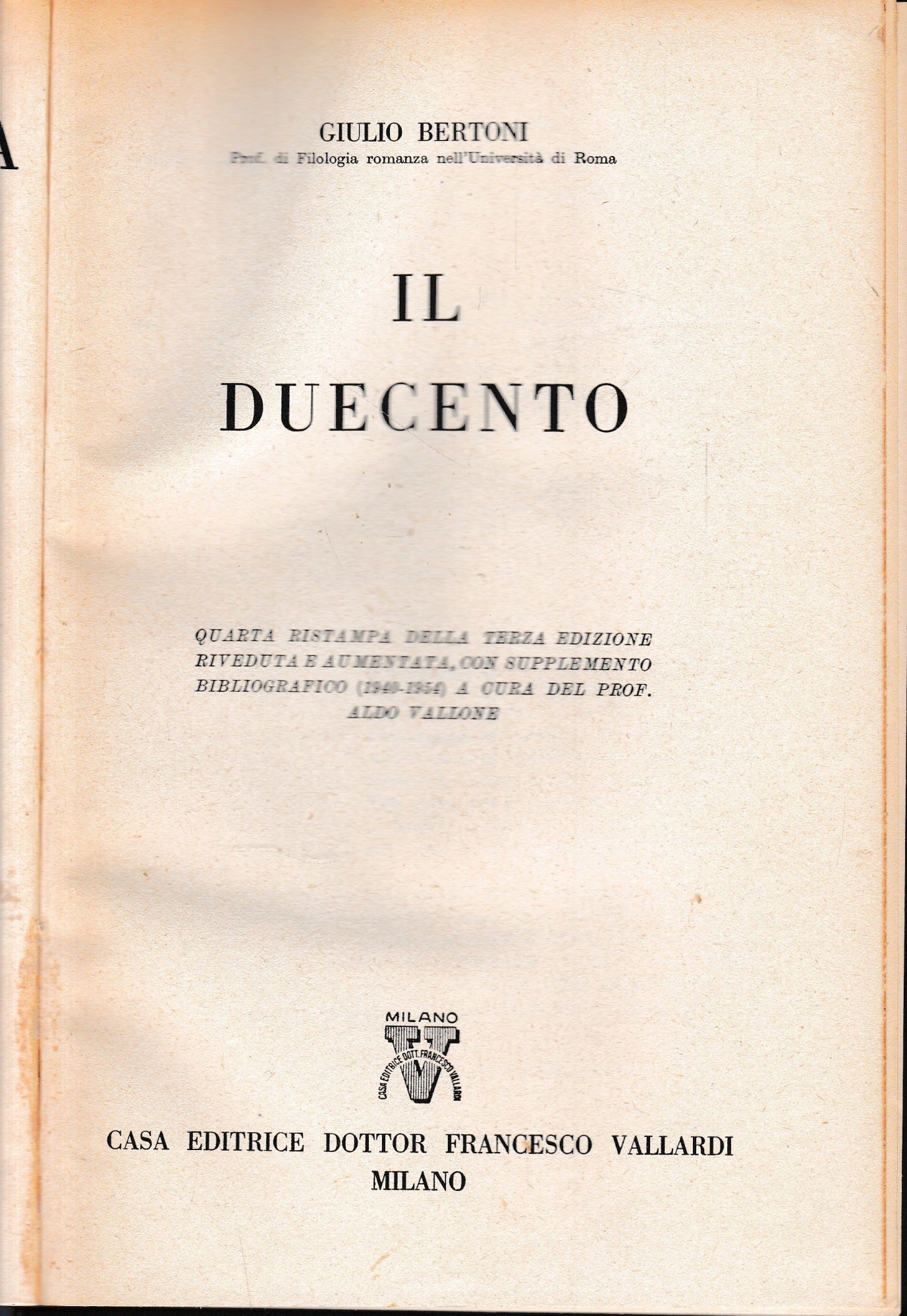 Storia letteraria d'Italia: Il Duecento - copertina