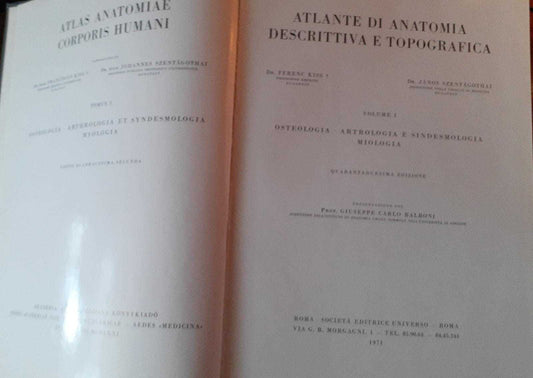 Atlante di anatomia descrittiva e topografica. Osteologia-Artrologia e sindesmologia miologia. Volume I - copertina