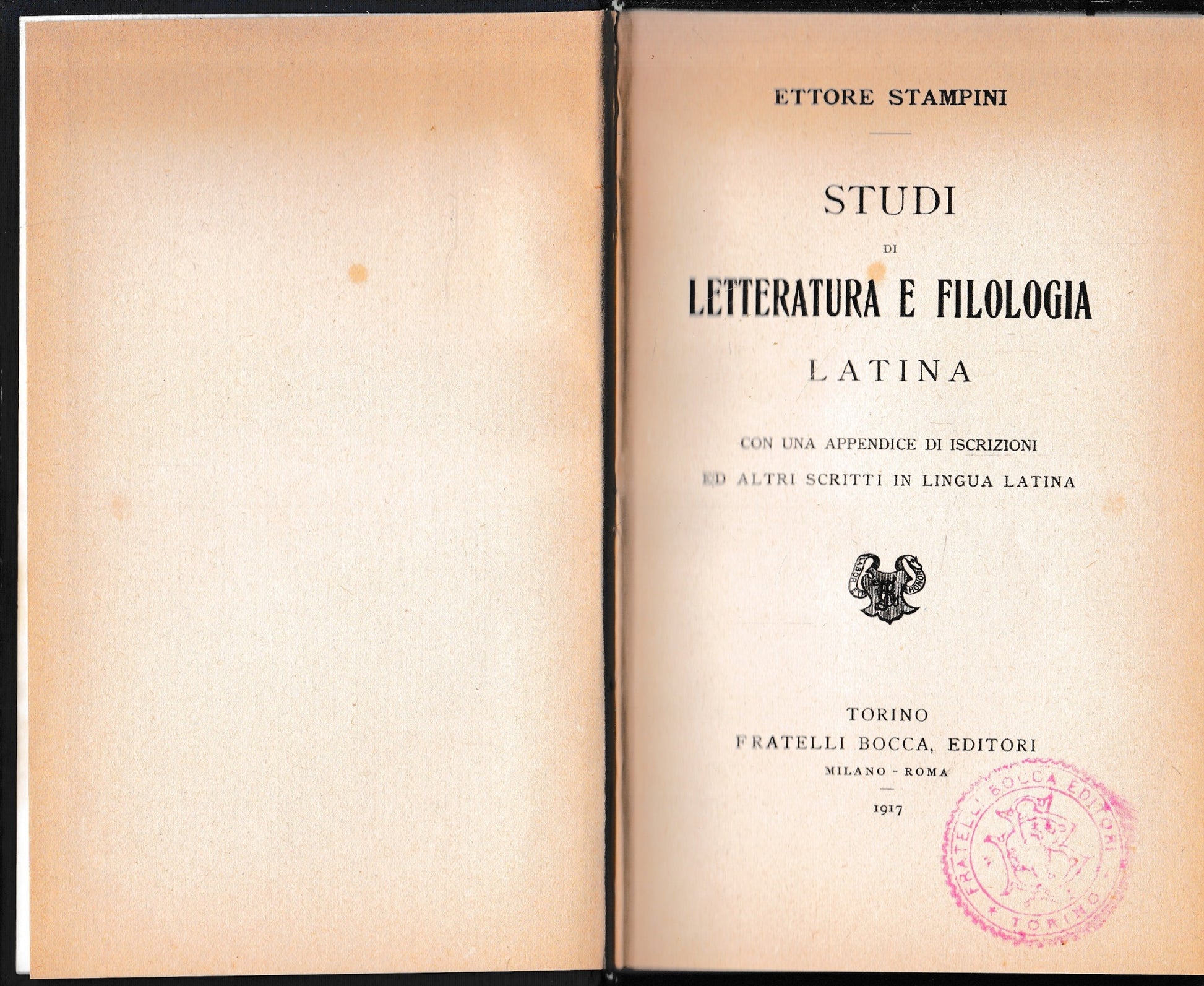 Studi di Letteratura e Filologia Latina. Con appendice e altri scritti in lingua Latina. - copertina