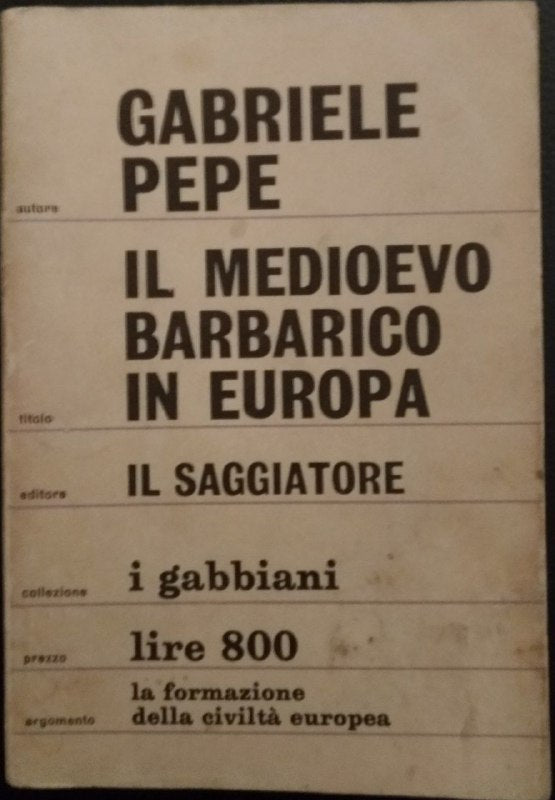 Il Medioevo barbarico in Europa - copertina