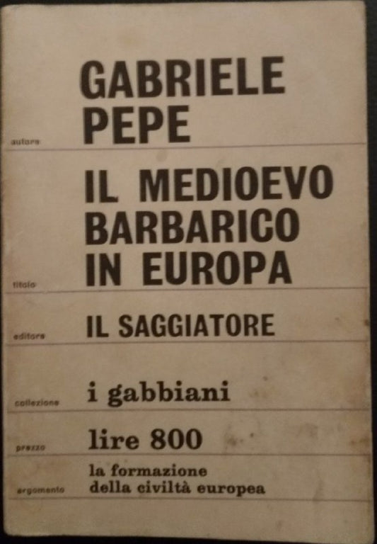 Il Medioevo barbarico in Europa - copertina