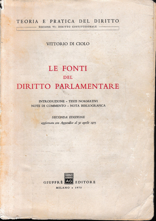 Le fonti del Diritto Parlamentare - copertina
