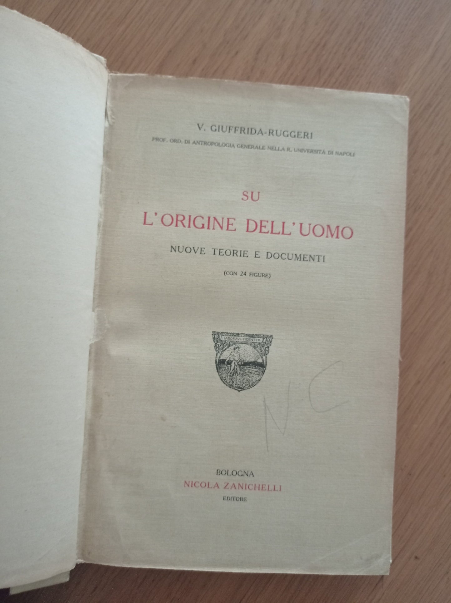 Su l'origine dell'uomo - copertina