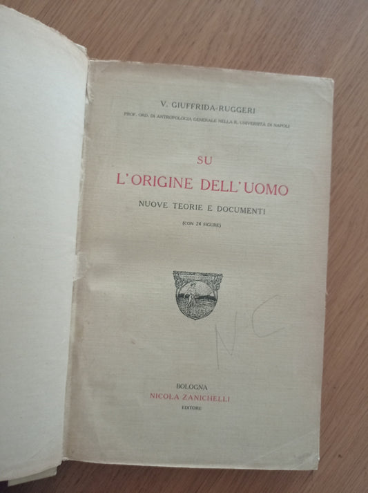 Su l'origine dell'uomo - copertina