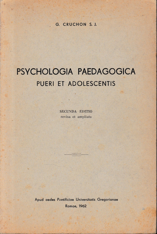 Psychologia Paedagogica. Pueri et adolescentis - copertina