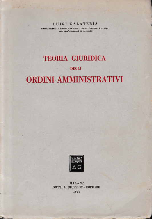Teoria giuridica degli ordini amministrativi - copertina