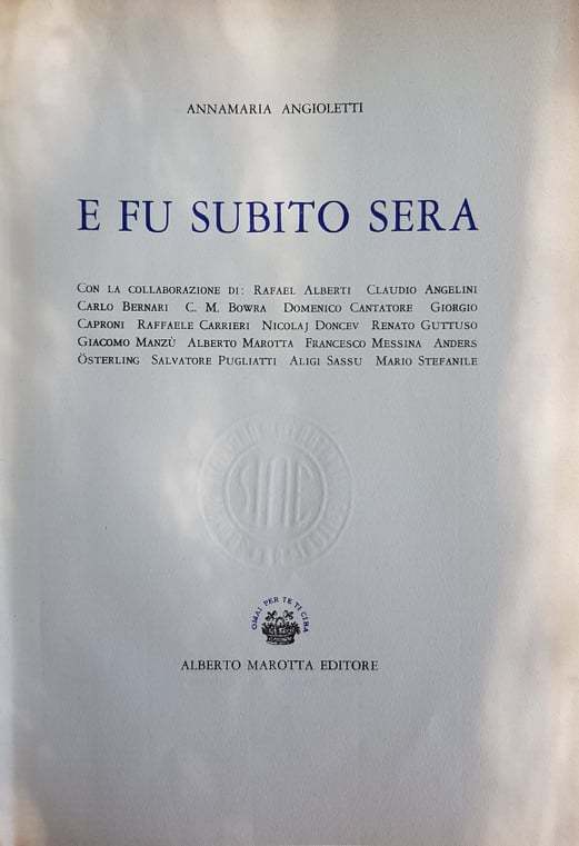 E fu subito sera - copertina