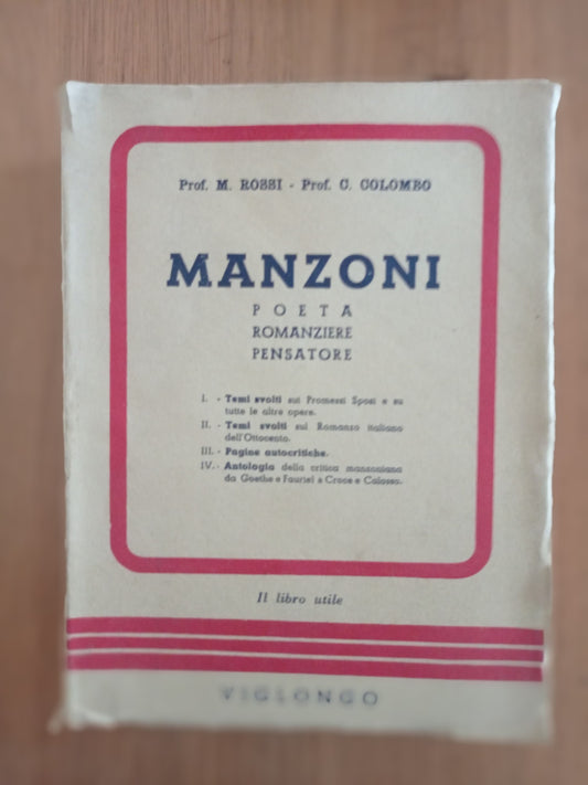 Manzoni poeta romanziere pensatore - copertina
