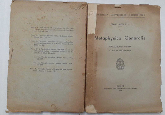 Metaphysica Generalis praelectionum summa ad usum auditorum - copertina