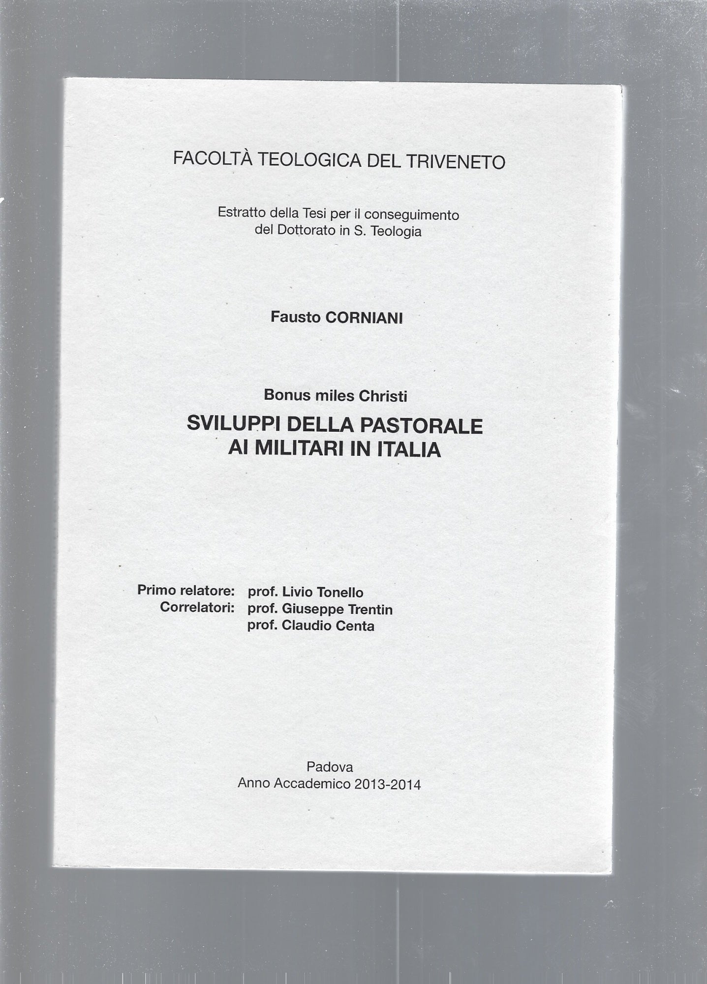 Sviluppo della pastorale ai militari in Italia - copertina