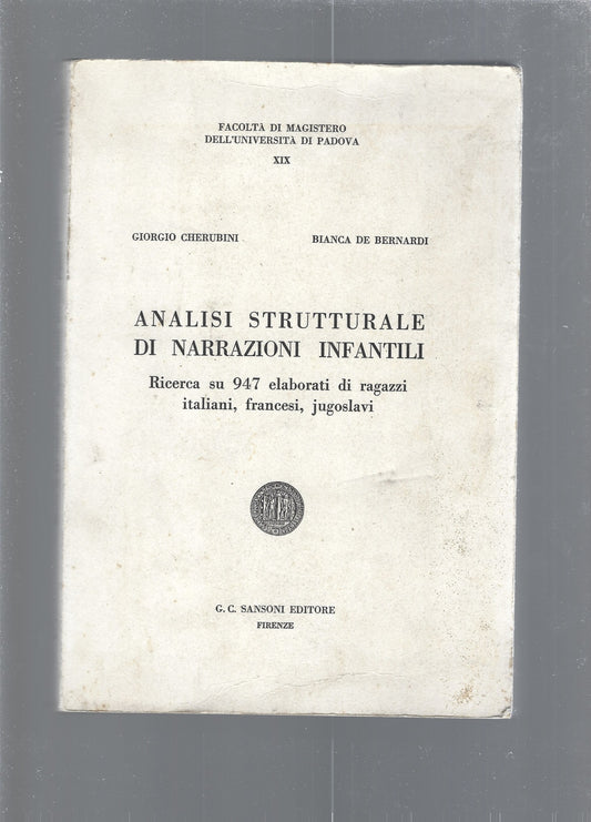 Analisi strutturali di narrazioni infantili - copertina