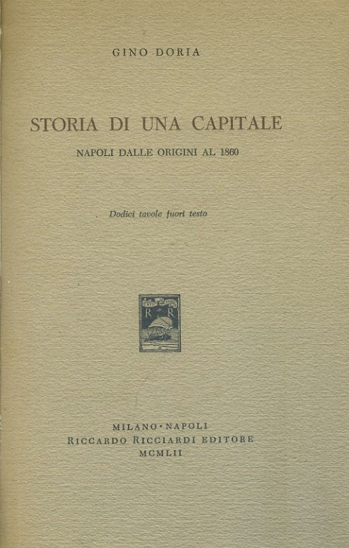 Storia di una capitale. Napoli dalle origini al 1860 - copertina