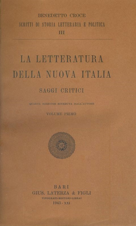 La letteratura della nuova Italia. 4 volumi - copertina