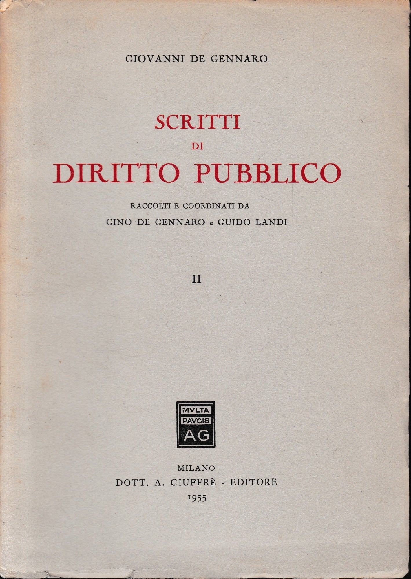 Scritti di Diritto Pubblico (vol. 2°) - copertina