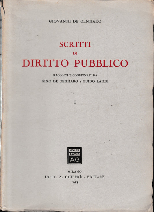 Scritti di Diritto Pubblico (vol. 1°) - copertina