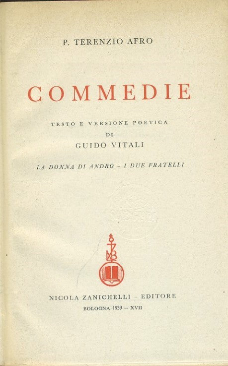 Commedie. La donna di Andro - I due fratelli - copertina