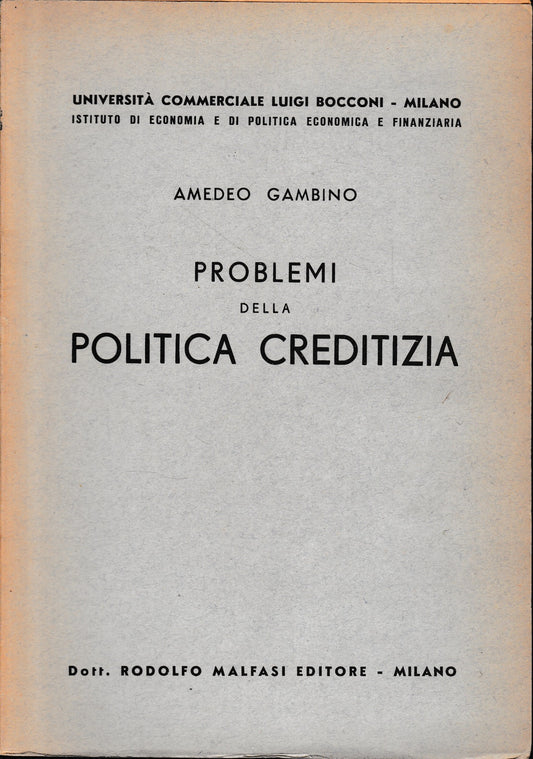 Problemi della politica creditizia - copertina