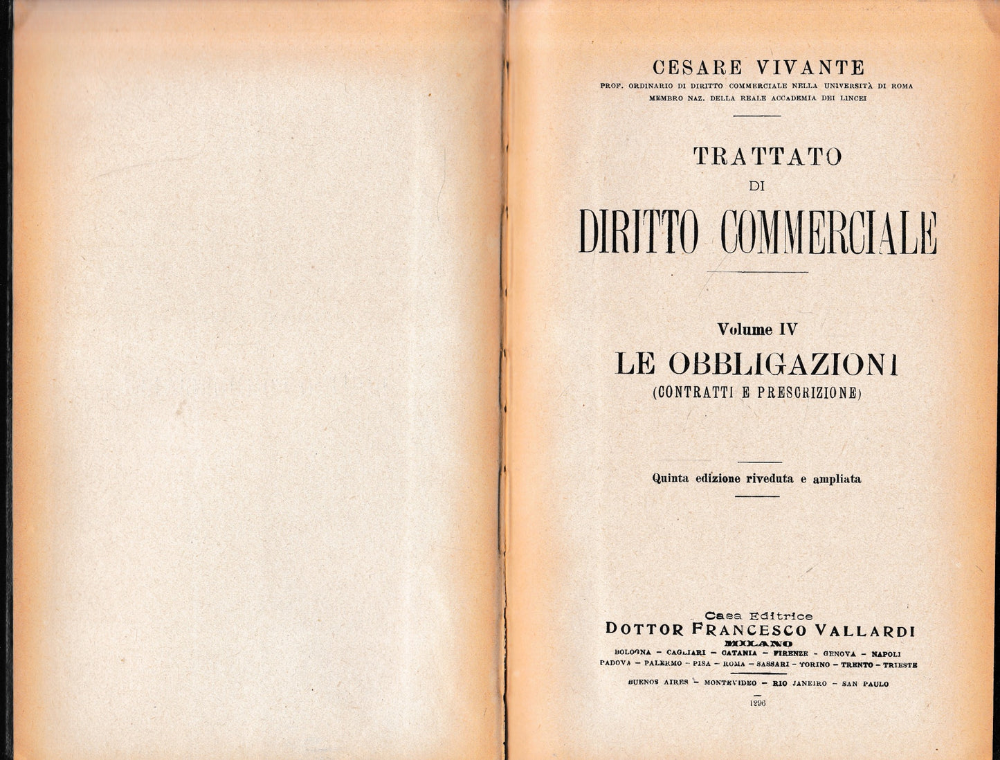 Trattato di Diritto Commerciale, vol. IV: le obbligazioni - copertina
