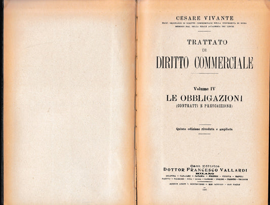 Trattato di Diritto Commerciale, vol. IV: le obbligazioni - copertina