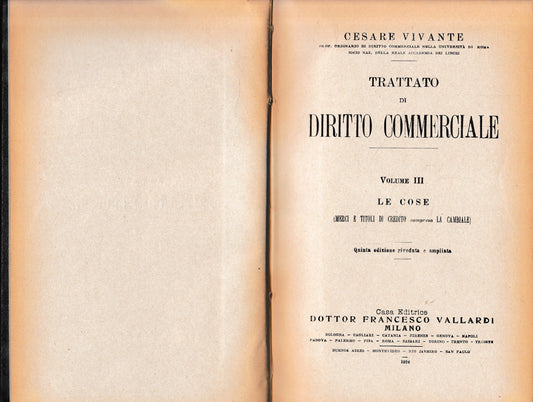 Trattato di Diritto Commerciale, vol. III: le cose - copertina