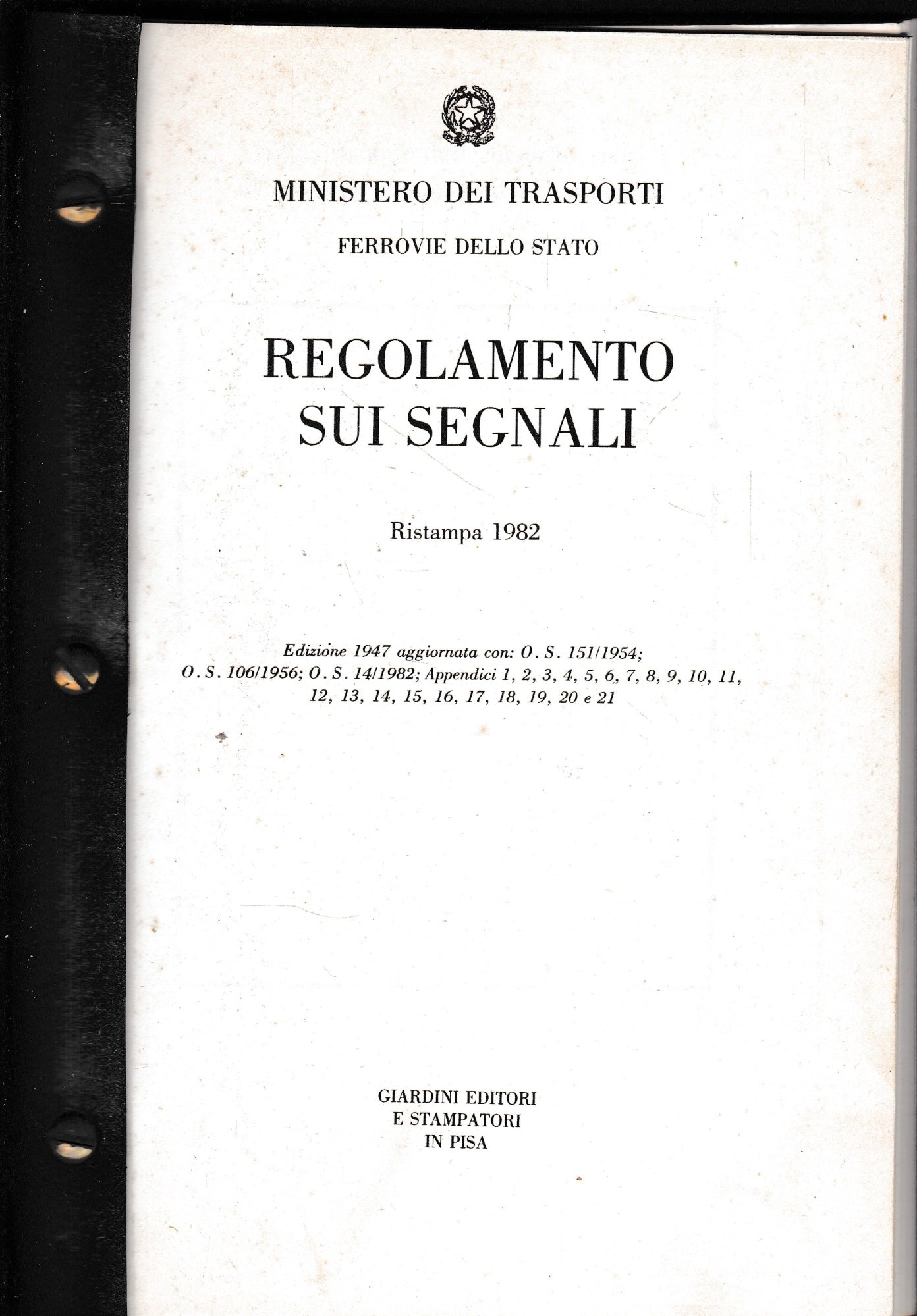 Regolamento sui segnali - copertina