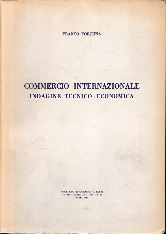 Commercio internazionale. Indagine tecnico-economica - copertina