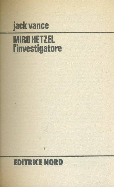 Miro Hetzel l'investigatore - copertina
