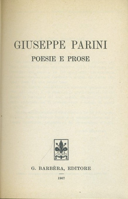 Poesie e prose - copertina
