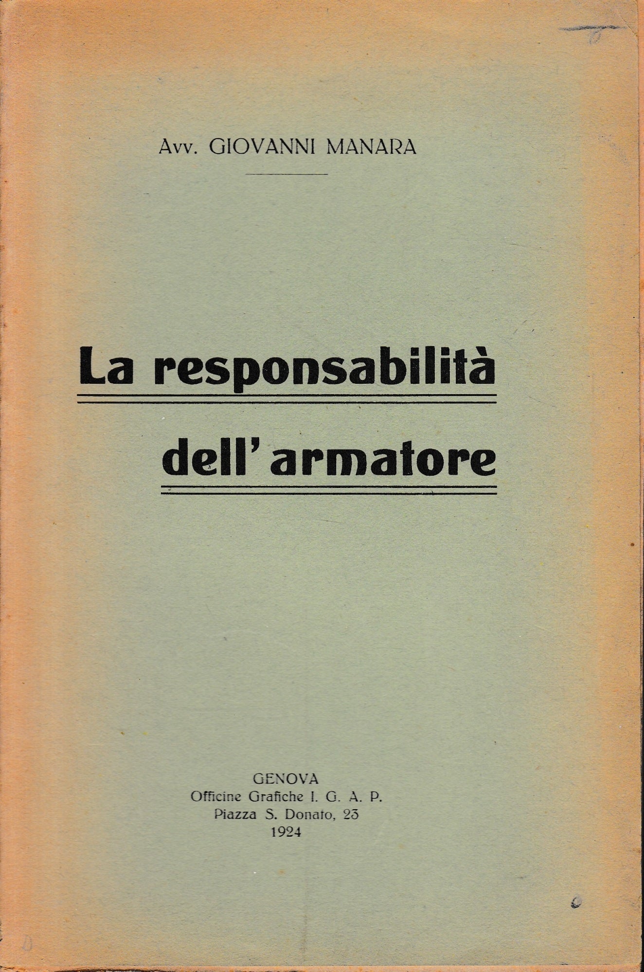La responsabilità dell'armatore - copertina