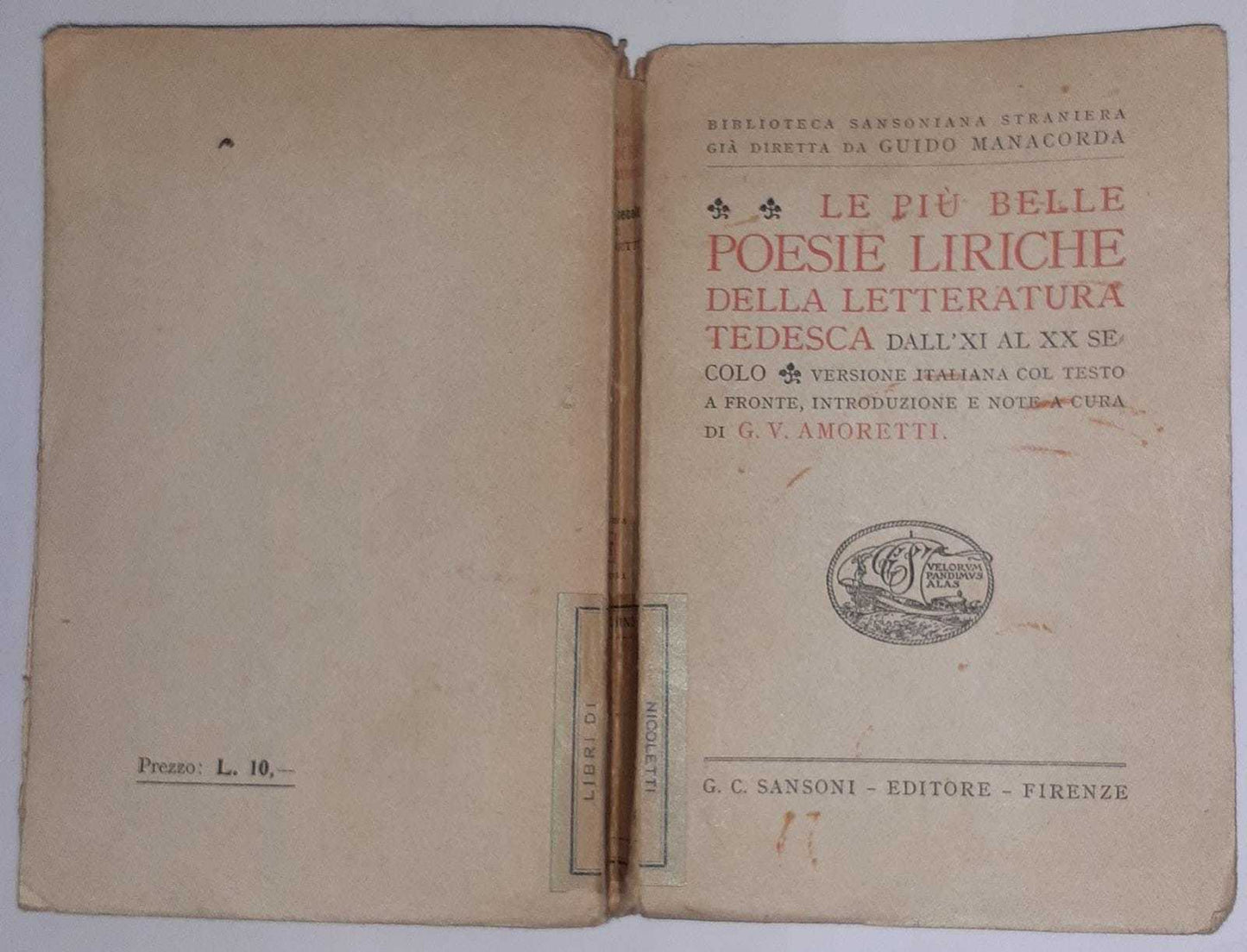 Le piu' belle poesie liriche della letteratura tedesca dall'XI al XX secolo. Versione italiana col testo a fronte - copertina