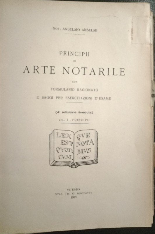 Principi di arte notarile - copertina