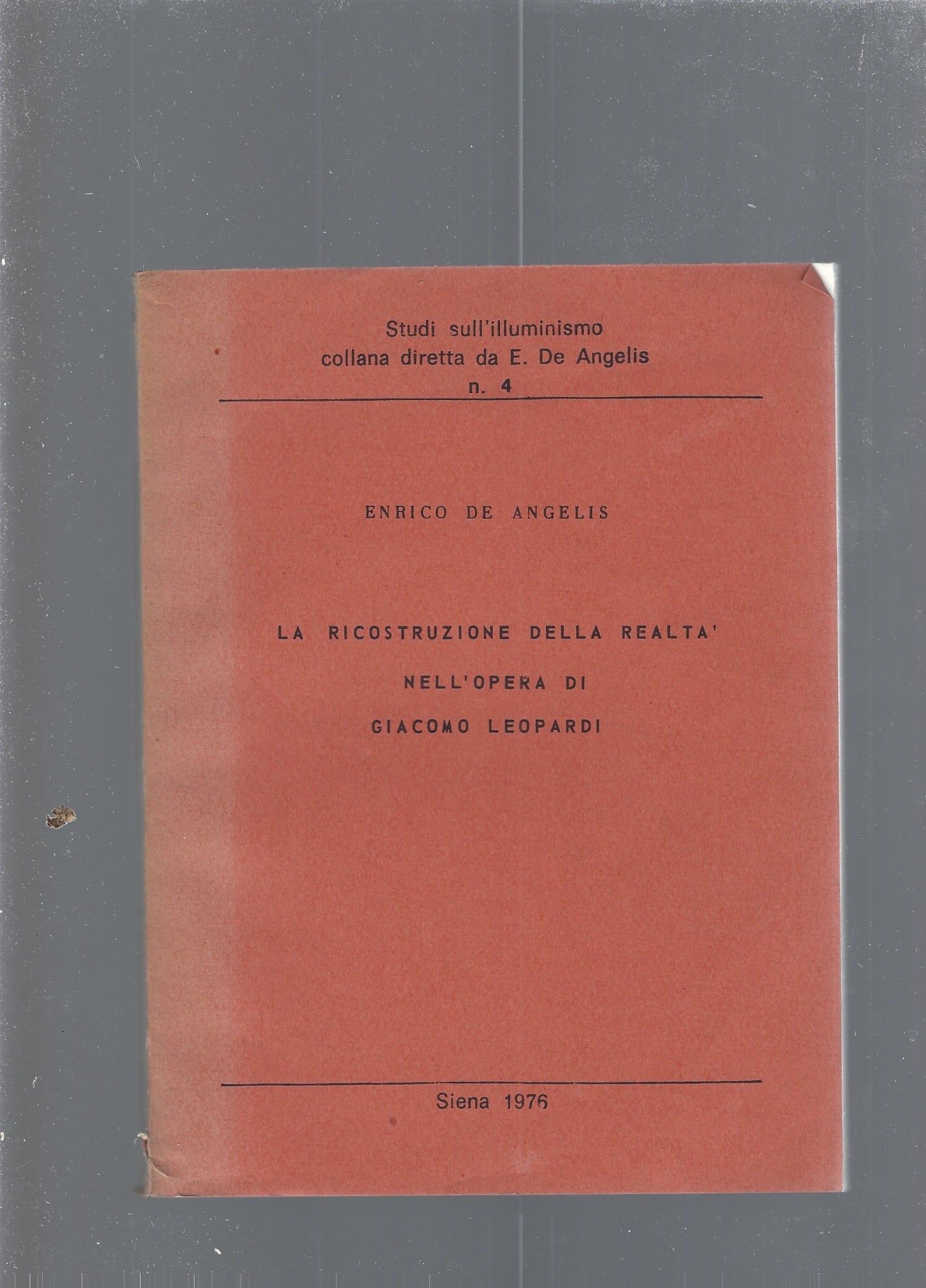 La ricostruzione della realtà nell'opera di Giacomo Leopardi - copertina