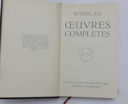 Oeuvres completes - copertina