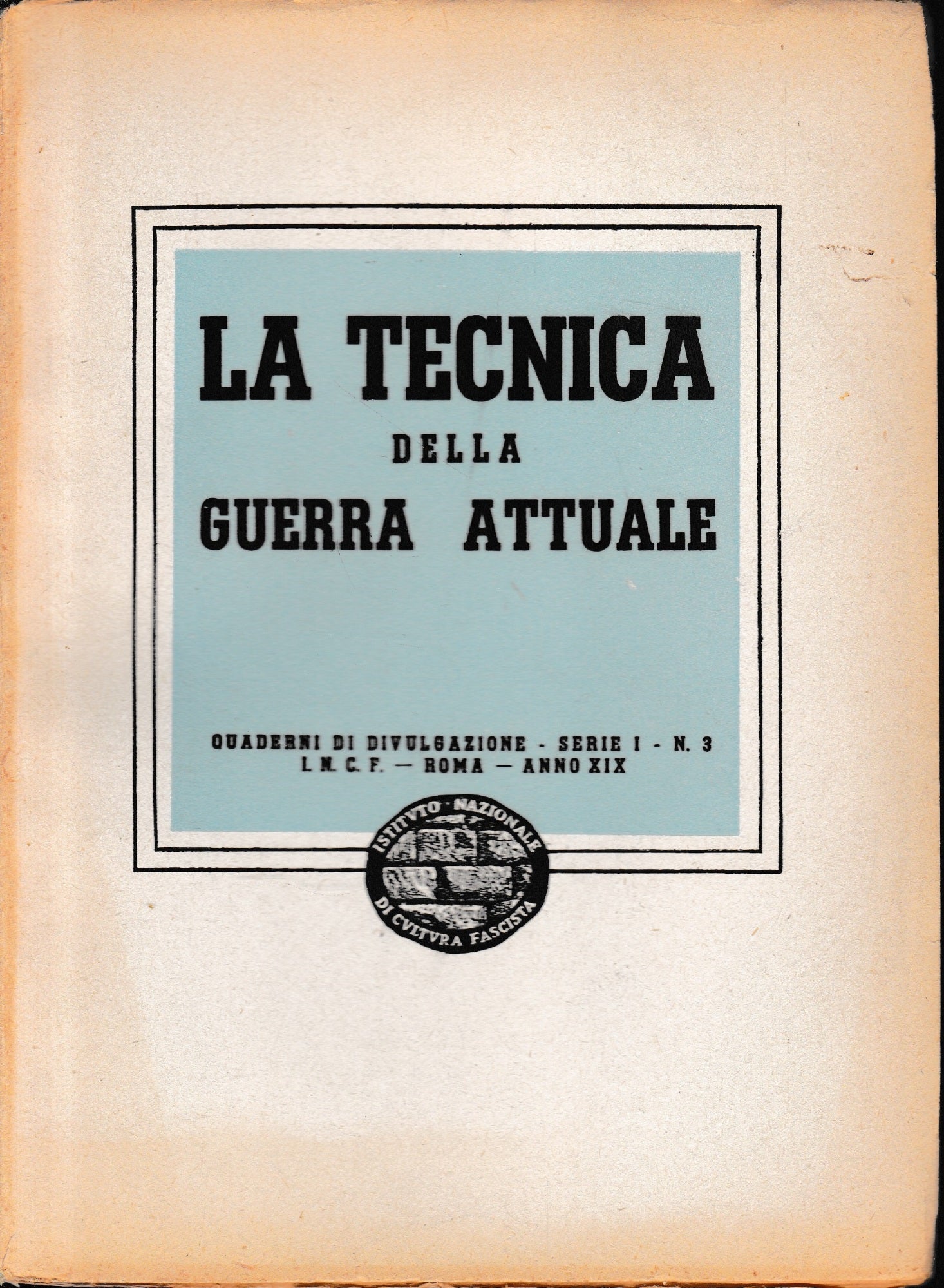 La tecnica della guerra attuale - copertina