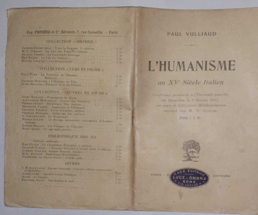 L' Humanisme au XV Siecle Italien - copertina