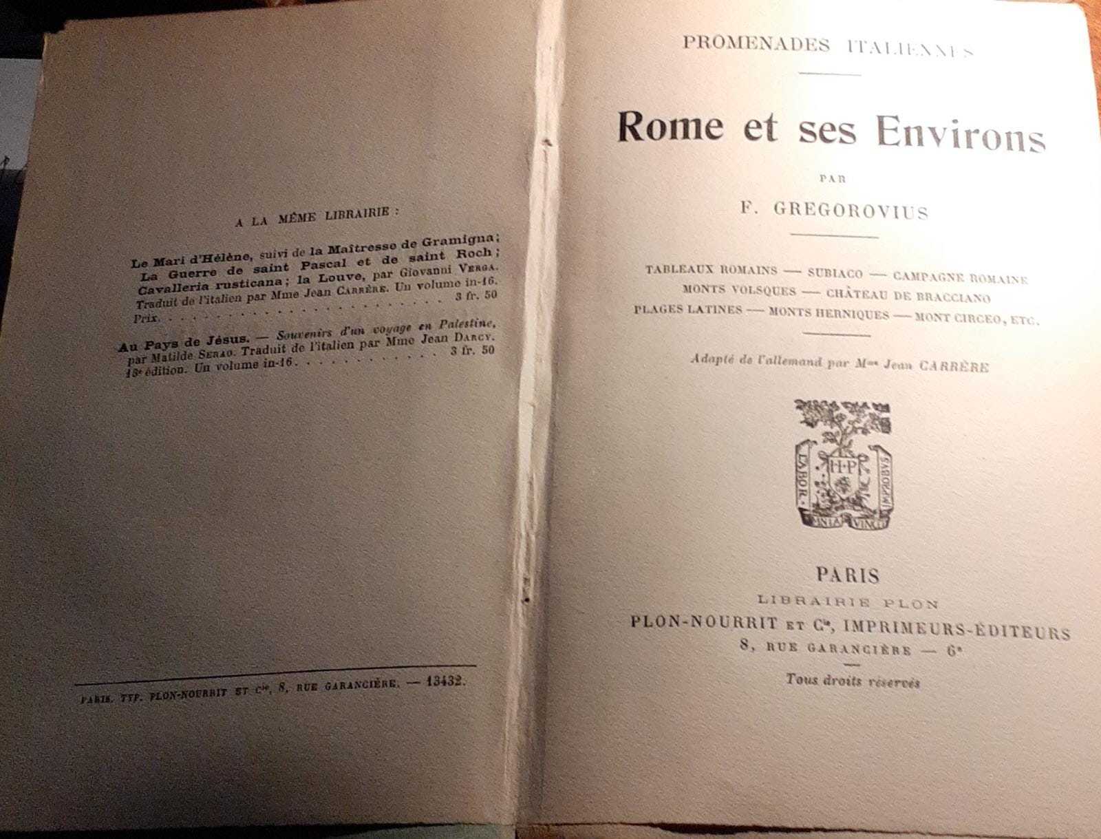 Promenades italiennes. Rome et ses Environs - copertina